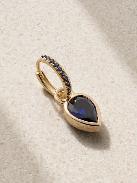  Alison Lou - Tear 14-karat Gold, Sapphire And Laboratory-grown Sapphire Single Hoop Earring - One Size 