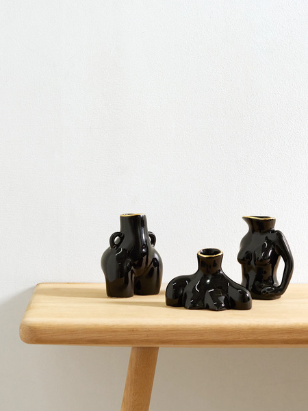  Anissa Kermiche - Jugs Jug, Love Handles And Breast Friend Mini Gold-plated Earthenware Vase Set - Black 
