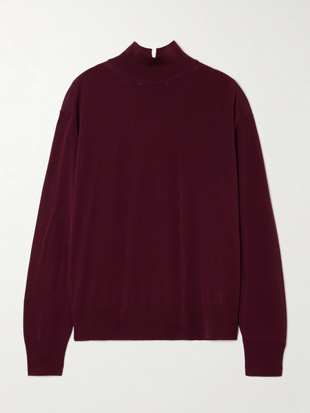  Another Tomorrow - Wool Turtleneck Sweater - Burgundy 