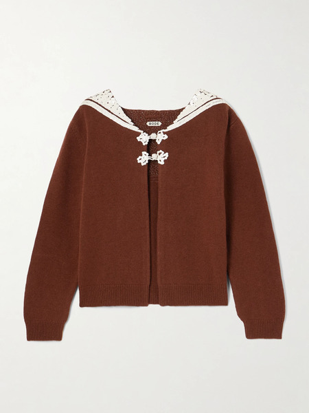  Bode - Astoria Sequin-embellished Wool And Cashmere-blend Cardigan - Brown 