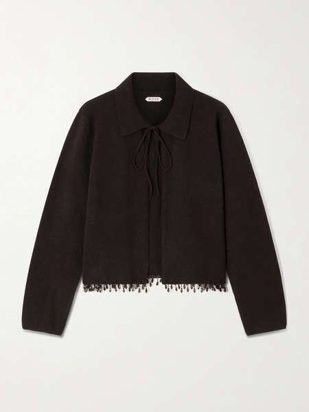  Bode - Embellished Wool And Cashmere-blend Cardigan - Dark Brown 