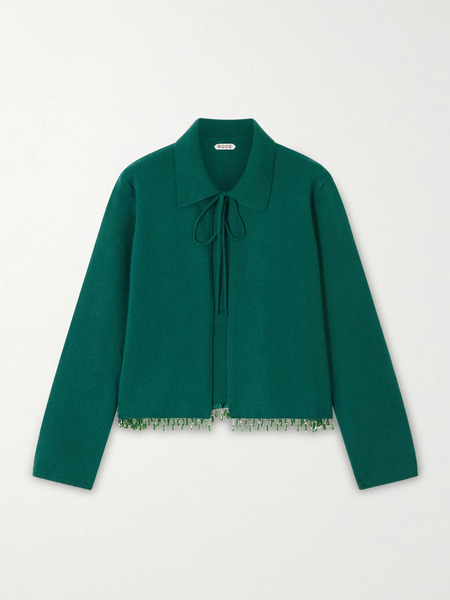  Bode - Embellished Wool And Cashmere-blend Cardigan - Dark Green 