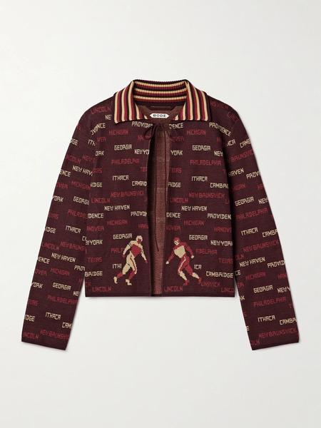  Bode - Gridiron Cotton-jacquard Cardigan - Burgundy 