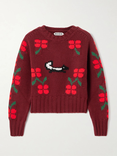  Bode - Intarsia-knit Wool Sweater - Red 