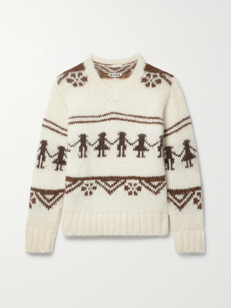  Bode - Talo Alpaca-blend Jacquard Sweater - Cream 