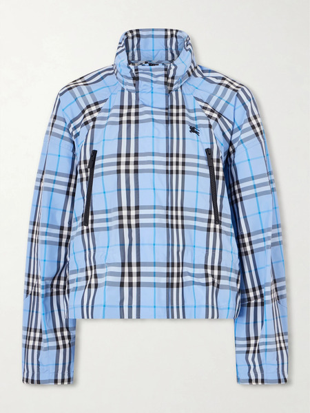  Burberry - Layham Checked Shell Jacket - Blue 