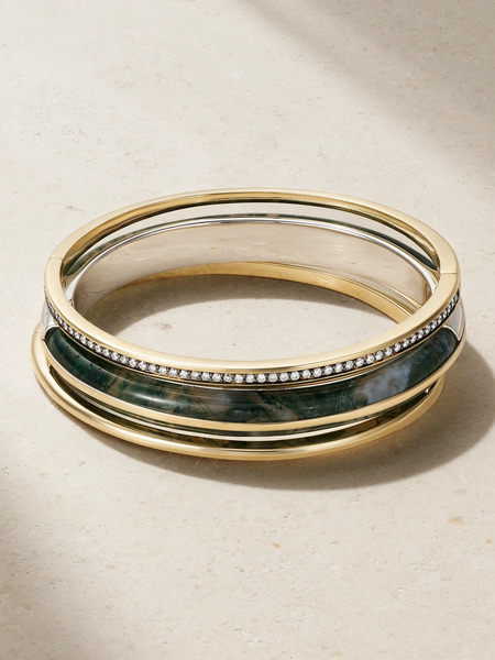  By Pariah - Classic Stack Set Of Three 14-karat Recycled Gold, Recycled Sterling Silver, Agate And Diamond Bracelets - S 