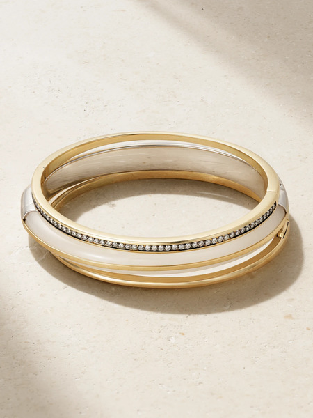  By Pariah - Classic Stack Set Of Three 14-karat Recycled Gold, Sterling Silver, Jasper And Diamond Bracelets - S 