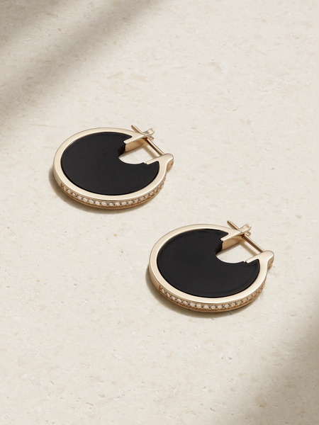  By Pariah - + Net Sustain Lenticular 14-karat Recycled Gold, Onyx And Laboratory-grown Diamond Earrings - Black 