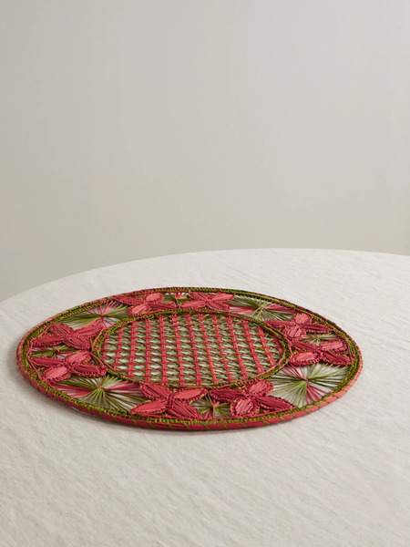  Cabana - Louloudi Rattan Placemat - Burgundy 