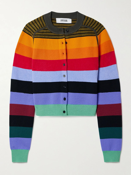  Christopher John Rogers - Striped Wool-blend Cardigan - Multi 