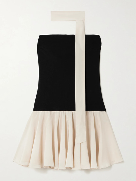  Esse Studios - Illi Scarf-detailed Strapless Stretch-knit And Silk Crepe De Chine Mini Dress - Black 