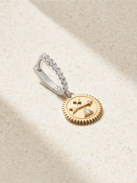  Foundrae - Dream Mini Medallion 18-karat White And Yellow Gold Diamond Single Hoop Earring - One Size 