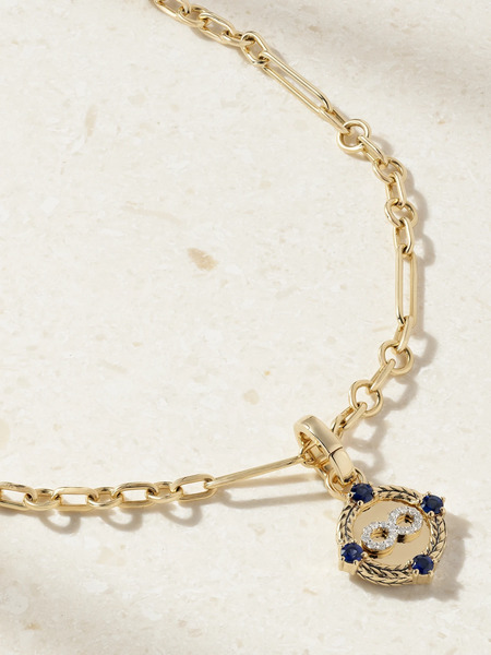  Foundrae - Infinite Gratitude + Fine Mixed Clip 18-karat Gold Diamond And Sapphire Necklace - One Size 