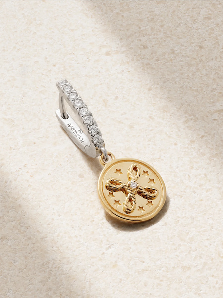  Foundrae - True Love Mini Medallion 18-karat Yellow And White Gold Diamond Single Earring - One Size 