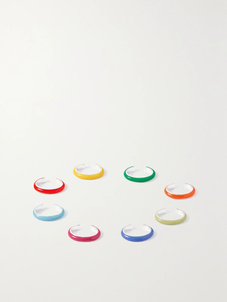  Fry Powers - The Complete Set Unicorn Rainbow Set Of Eight Sterling Silver And Enamel Ear Cuffs - Pink 
