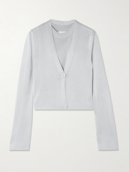  Galvan - Ida Layered Knitted Tank And Cardigan Set - Platinum 