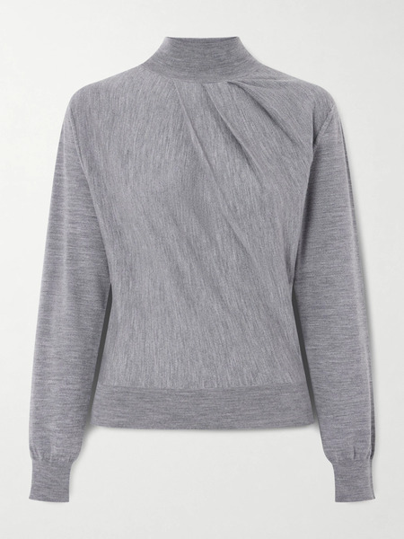  Givenchy - Draped Wool-blend Turtleneck Sweater - Light Gray 