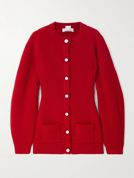  Lanvin - Ribbed Wool Cardigan - Red 