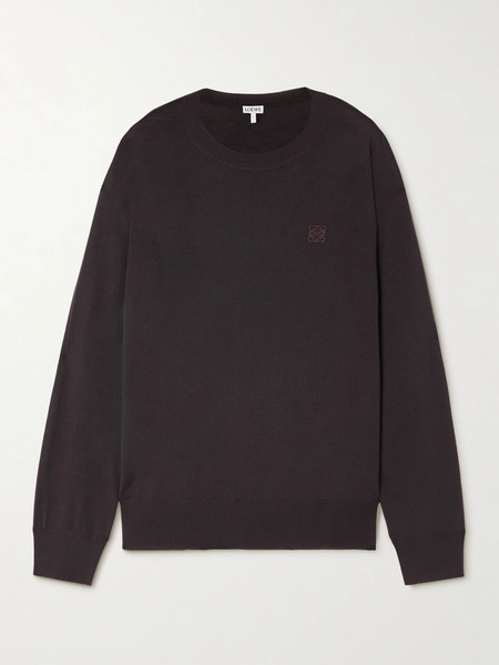  Loewe - Embroidered Wool Sweater - Dark Brown 