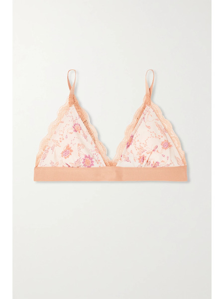  Love Stories - + Net Sustain Filippa Lace-trimmed Floral-print Recycled Crepe Soft-cup Triangle Bra - White 