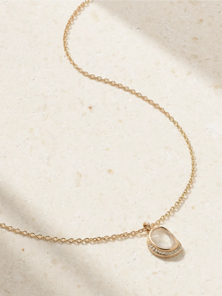  Melissa Joy Manning - Crescent Moon 14-karat Recycled Gold, Moonstone And Diamond Necklace - One Size 