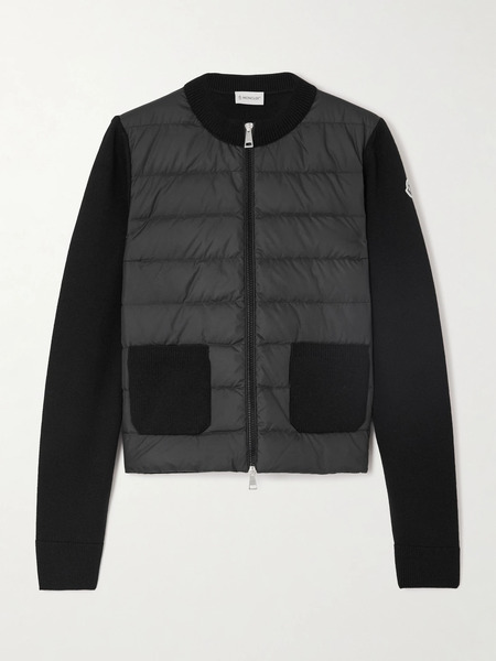  Moncler - Wool And Quilted Shell Down Cardigan - Black 