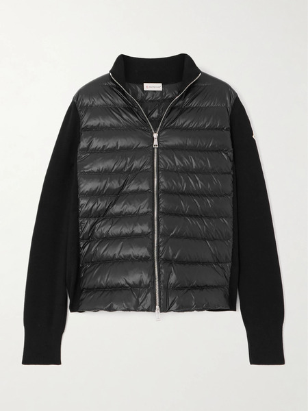  Moncler - Wool And Quilted Shell Down Cardigan - Black 