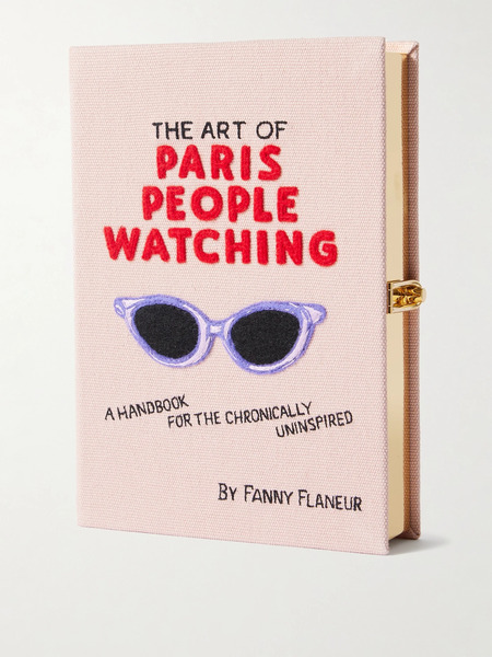  Olympia Le-tan - + Messy Nessy The Art Of Paris People Watching Embroidered Appliquéd Canvas Clutch - Pink 