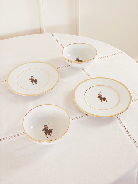  Ralph Lauren Home - Lunar Set Of Four Gold-plated Porcelain Bowls And Dessert Plates - Multi 