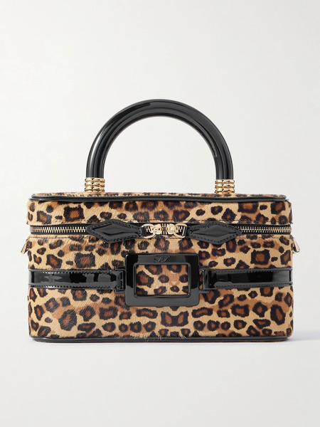  Roger Vivier - Belle Vivier Patent Leather-trimmed Leopard-print Calf Hair Cosmetics Case - Leopard Print 