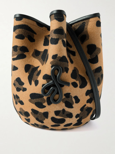  Ruslan Baginskiy - The Hatbag Convertible Leather-trimmed Leopard-print Wool-felt Shoulder Bag - Leopard Print 