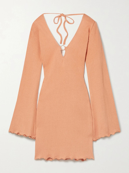  Savannah Morrow The Label - + Net Sustain Yara Open-back Silk And Organic Cotton-blend Mini Dress - Pastel Orange 