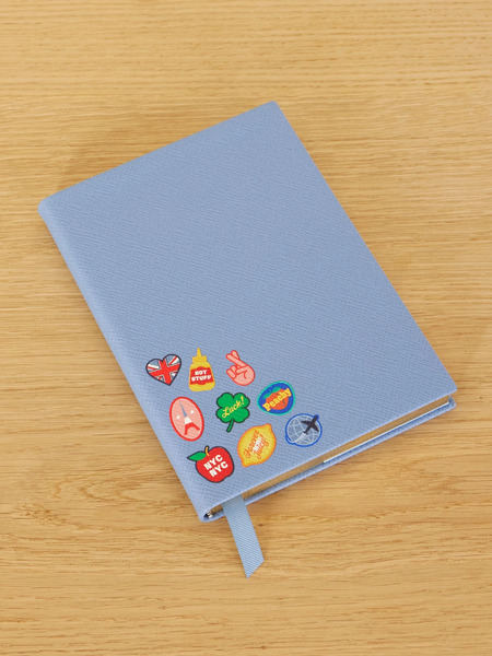  Smythson - Soho Printed Textured-leather Notebook - Sky Blue 