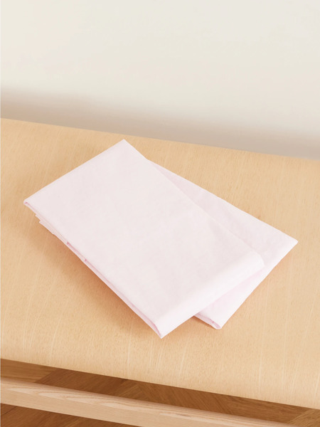  Tekla - Set Of Two Striped Organic Cotton-percale Pillow Cases - Baby Pink 
