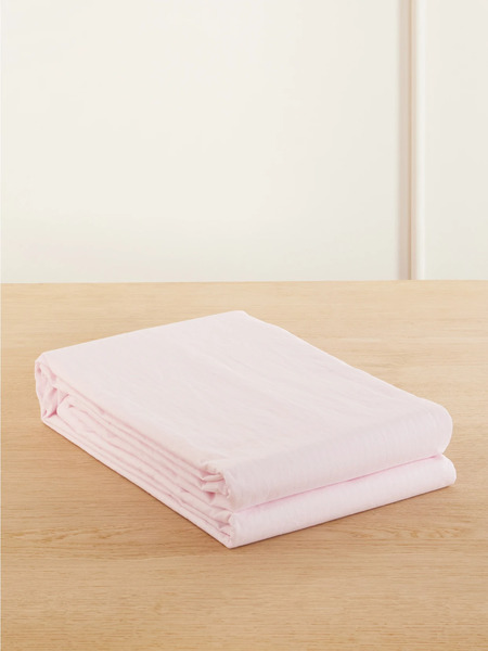 Tekla - Striped Organic Cotton-percale Queen Duvet Cover - Baby Pink 