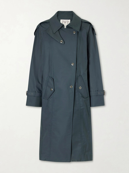  Twp - Long Bogie Cotton-blend Canvas Trench Coat - Blue 