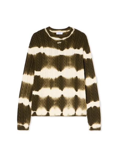  Off White Off Stamp Cable Knit Crewneck - Male  Beech - Cream Xs 