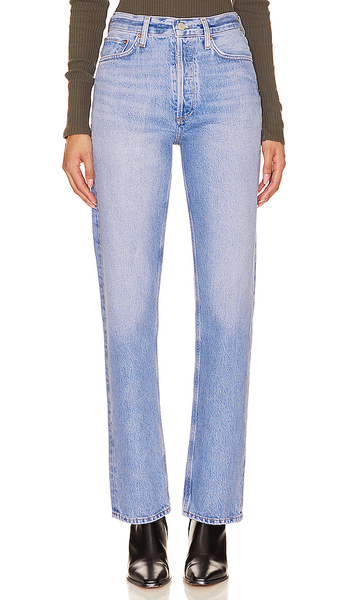  Agolde Jean Droit Taille Haute 90s Pinch Waist En Denim-light. Taille 29. Also En 30, 31, 32, 33, 34. 
