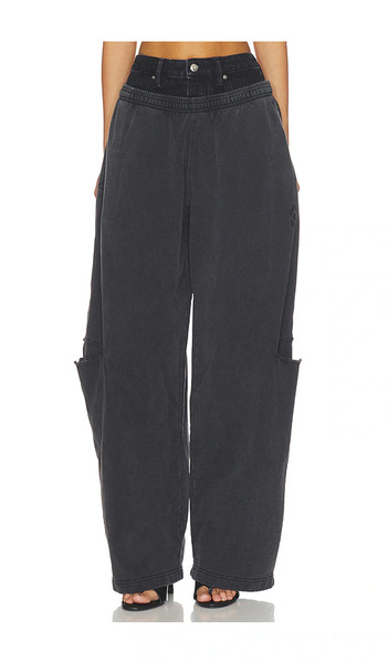  Alexander Wang Pantalon Sweat Prestyled Slashed With Denim Waistband En Black. Taille 25. Also En 27, 28. 