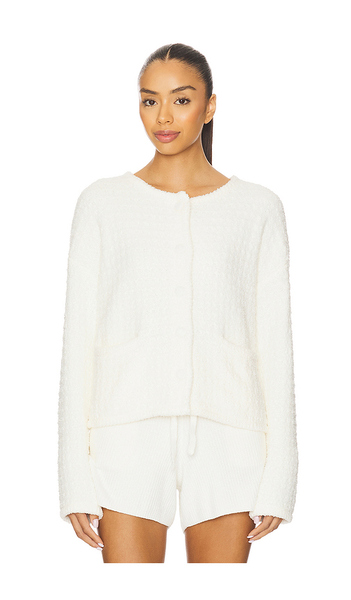  Barefoot Dreams Gilet Texture Cozychic Avec Boutons Devant Cozychic Textured Button Front Cardigan En White. Taille L. Also En M, Xl. 