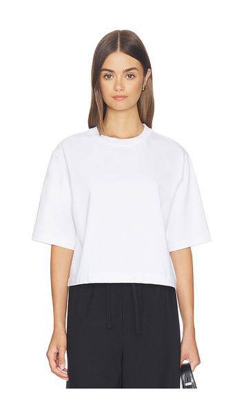  Enza Costa T-shirt Structuré à Manches Courtes En Coton Supima En White. Taille L. Also En M, S, Xs. 