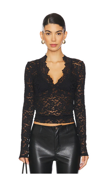  Free People Top En Dentelle Manches Longues Intimately Fp All Day Long En Black. Taille L. Also En M, S, Xl, Xs. 