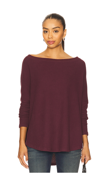  Free People X We The Free Latte Blues Thermal Solid In Chocolate Grape En Wine. Taille S. Also En Xs. 