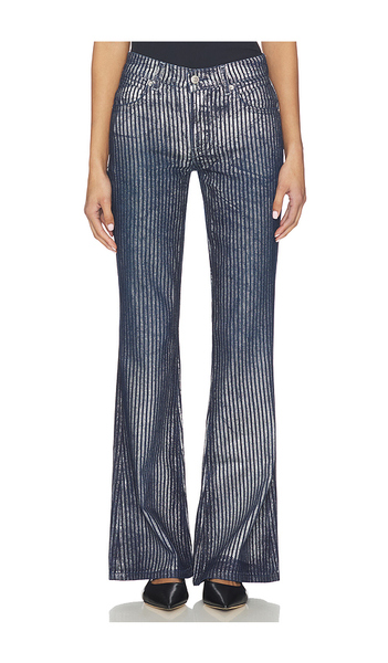  Free People X We The Free West Coast Metallic Flare In Country Blue En Blue,metallic Silver. Taille 25. Also En 26, 29, 30. 