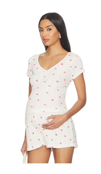  Hatch The Pointelle Sweetheart Tee En Ivory. Taille L. Also En M, S, Xl. 