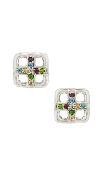  Maple Boucles D'oreilles Cross En Metallic Silver. 