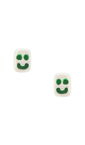  Maple Boucles D'oreilles Smiley En Metallic Silver. 