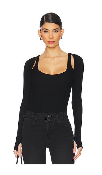  Michael Lauren Stanfield Long Sleeve Fitted Scoop Neck With Cutouts En Black. Taille L. Also En M, S, Xl, Xs, Xxl. 