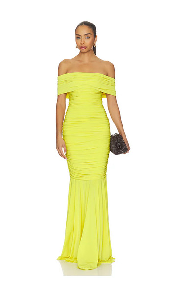  Norma Kamali Sleeveless Cowl Neck Side Shirred Fishtail Gown En Yellow. Taille L. Also En S, Xl, Xs, Xxs. 
